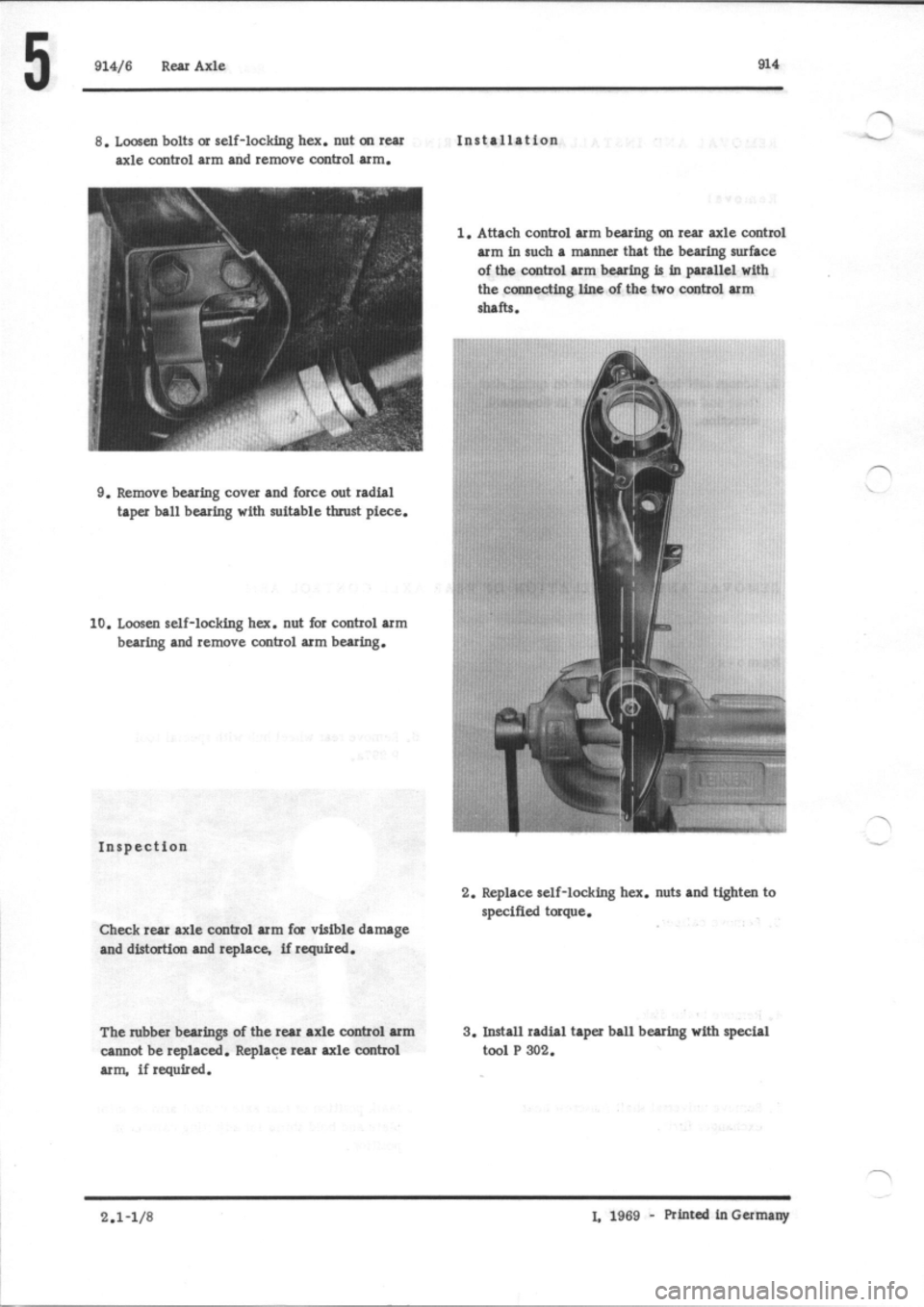 PORSCHE 914 1976 1.G Rear Axle User Guide 