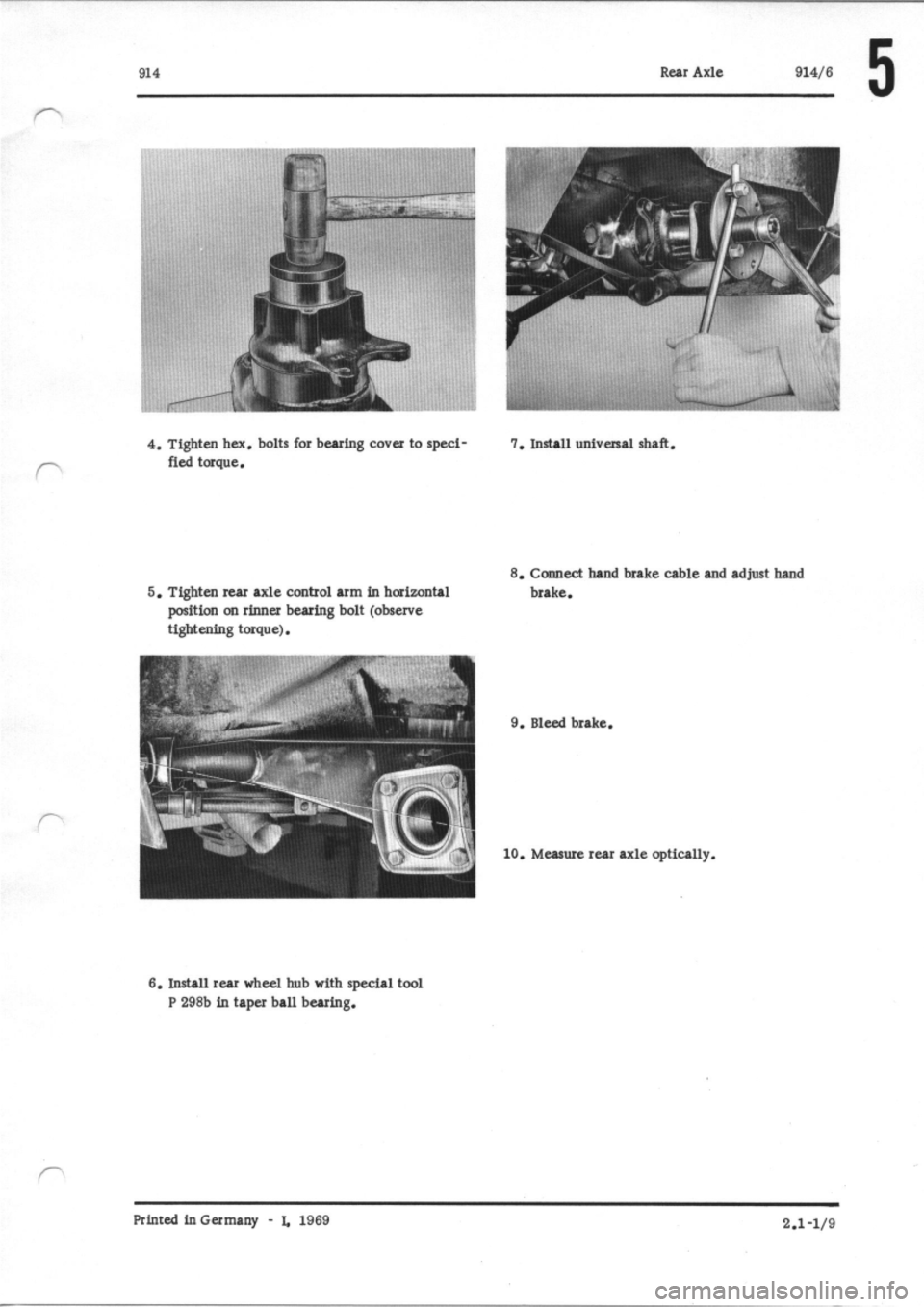 PORSCHE 914 1973 1.G Rear Axle User Guide 