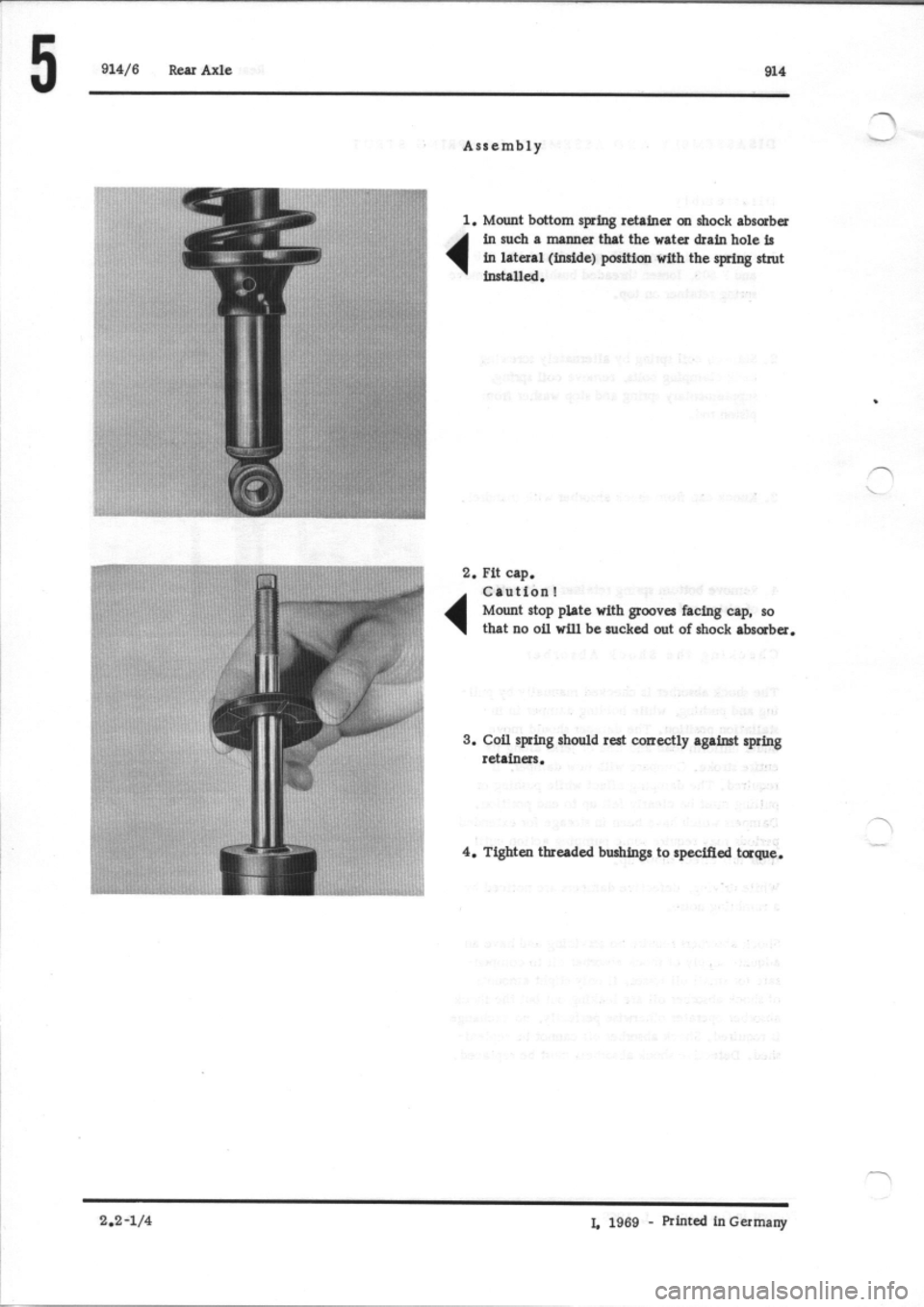 PORSCHE 914 1969 1.G Rear Axle Owners Manual 