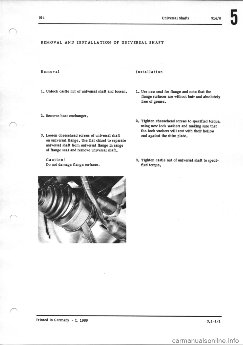 PORSCHE 914 1973 1.G Rear Axle Owners Manual 