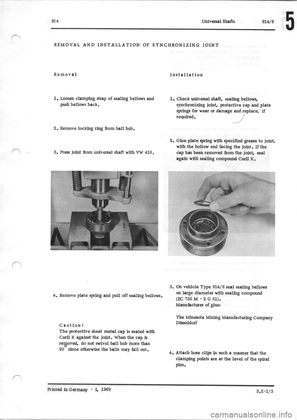 PORSCHE 914 1973 1.G Rear Axle Owners Manual 