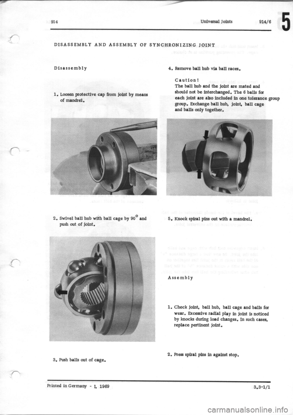 PORSCHE 914 1971 1.G Rear Axle Owners Guide 