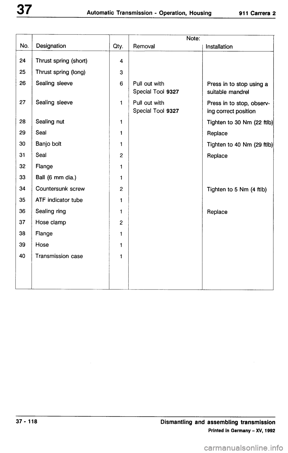 PORSCHE 964 1987 2.G Service  3 Service Manual 