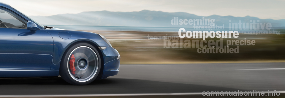 PORSCHE 911 CARRERA 2011 6.G Information Manual discerning
tenacious
precise 
controlled
precise 
controlled
precise 
balanced
tenacious
balanced
tenacious
controlled
balanced
controlled
intuitiveforesighted
discerning
foresighted
discerning
uncomp