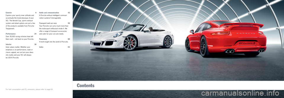 PORSCHE 911 CARRERA 2013 6.G Tequipment Manual Exterior 6
Express your sport y inner at titude and
accentuate the toned physique of your
911. The Aerokit Cup, sports exhaust
system and wheel options are just a few
of the products available PORSCHE 911 CARRERA 2013 6.G Tequipment Manual Exterior 6
Express your sport y inner at titude and
accentuate the toned physique of your
911. The Aerokit Cup, sports exhaust
system and wheel options are just a few
of the products available