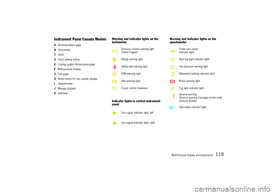 PORSCHE CAYNNE 2010 1.G Owners Manual Multi-Purpose Display and Instruments
119
Instrument Panel Canada ModelsAOil temperature gage
BTa c h o m e t e r
CClock
DClock setting button
ECooling system temperature gage
FMulti-purpose display
G