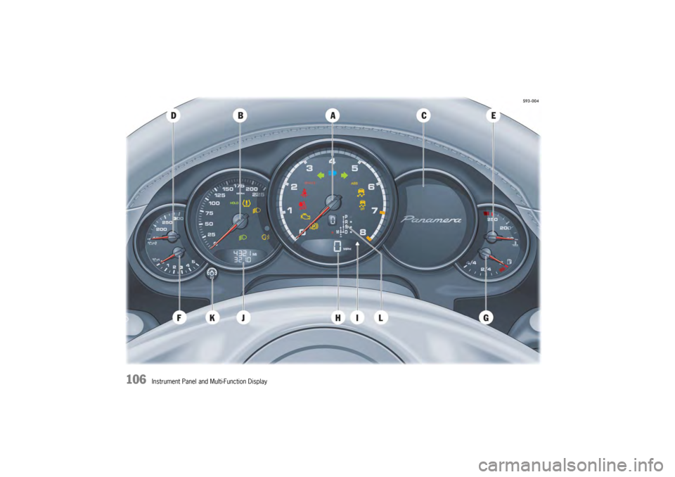 PORSCHE PANAMERA 2010 1.G Owners Manual 106
Instrument Panel and Multi-Function Display PORSCHE PANAMERA 2010 1.G Owners Manual 106
Instrument Panel and Multi-Function Display