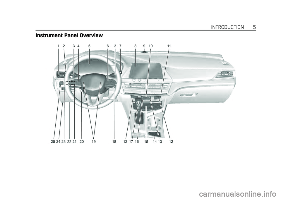CADILLAC CT4 2020  Owners Manual Cadillac CT4 Owner Manual (GMNA-Localizing-U.S./Canada-13183937) -
2020 - crc - 4/28/20
INTRODUCTION 5
Instrument Panel Overview 