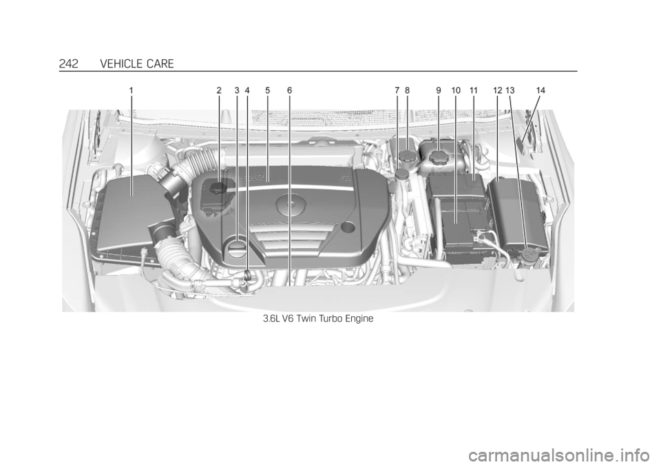CADILLAC XTS 2019 Owners Manual Cadillac XTS Owner Manual (GMNA-Localizing-U.S./Canada-12032610) -
2019 - crc - 8/22/18
242 VEHICLE CARE
3.6L V6 Twin Turbo Engine CADILLAC XTS 2019 Owners Manual Cadillac XTS Owner Manual (GMNA-Localizing-U.S./Canada-12032610) -
2019 - crc - 8/22/18
242 VEHICLE CARE
3.6L V6 Twin Turbo Engine