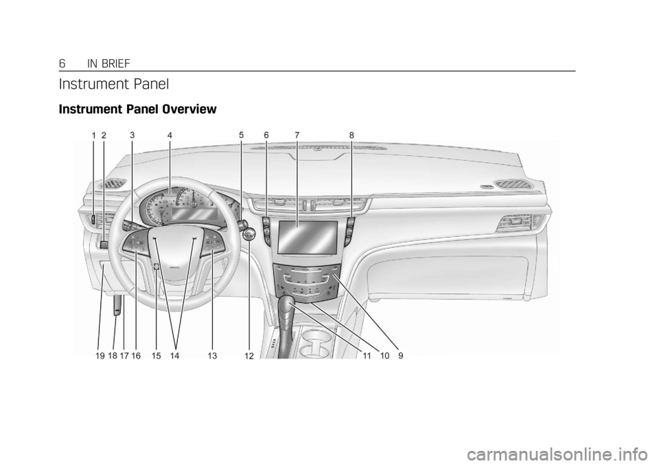 CADILLAC XTS 2019  Owners Manual Cadillac XTS Owner Manual (GMNA-Localizing-U.S./Canada-12032610) -
2019 - crc - 8/22/18
6 IN BRIEF
Instrument Panel
Instrument Panel Overview 