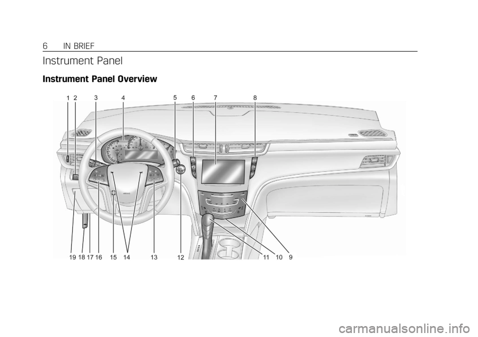 CADILLAC XTS 2019 Owners Manual Cadillac XTS Owner Manual (GMNA-Localizing-U.S./Canada-12032610) -
2019 - crc - 8/22/18
6 IN BRIEF
Instrument Panel
Instrument Panel Overview CADILLAC XTS 2019 Owners Manual Cadillac XTS Owner Manual (GMNA-Localizing-U.S./Canada-12032610) -
2019 - crc - 8/22/18
6 IN BRIEF
Instrument Panel
Instrument Panel Overview