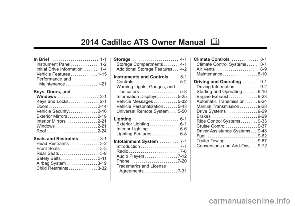 CADILLAC ATS 2014  Owners Manual 