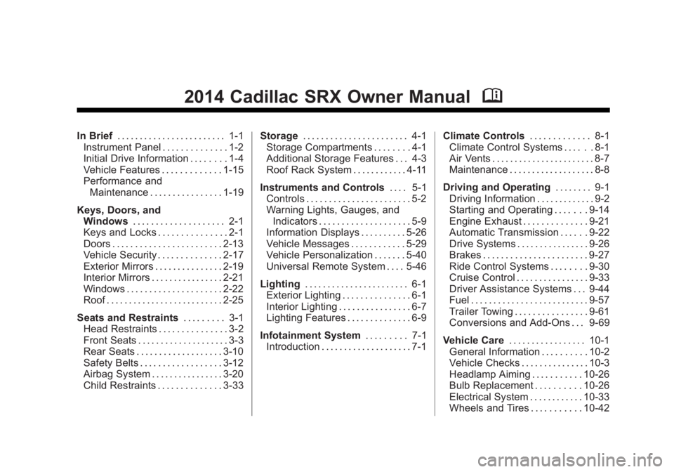 CADILLAC SRX 2014  Owners Manual 
