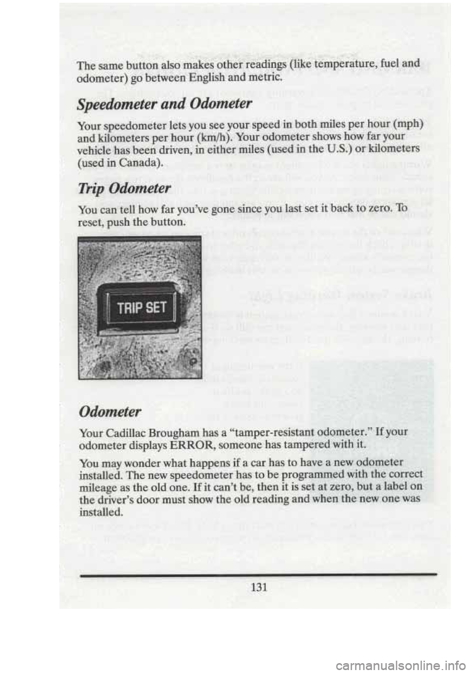 CADILLAC FLEETWOOD 1994  Owners Manual 
