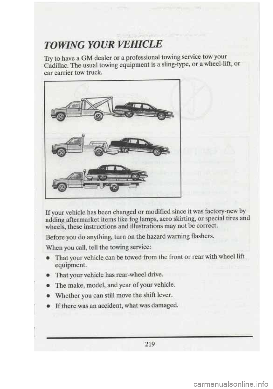CADILLAC FLEETWOOD 1994  Owners Manual - 
I  