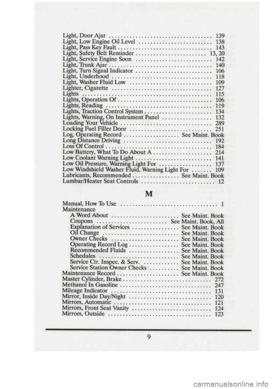 CADILLAC FLEETWOOD 1994  Owners Manual r L, 
I  