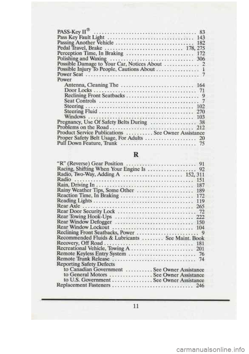 CADILLAC FLEETWOOD 1994  Owners Manual I 
n 
In  
