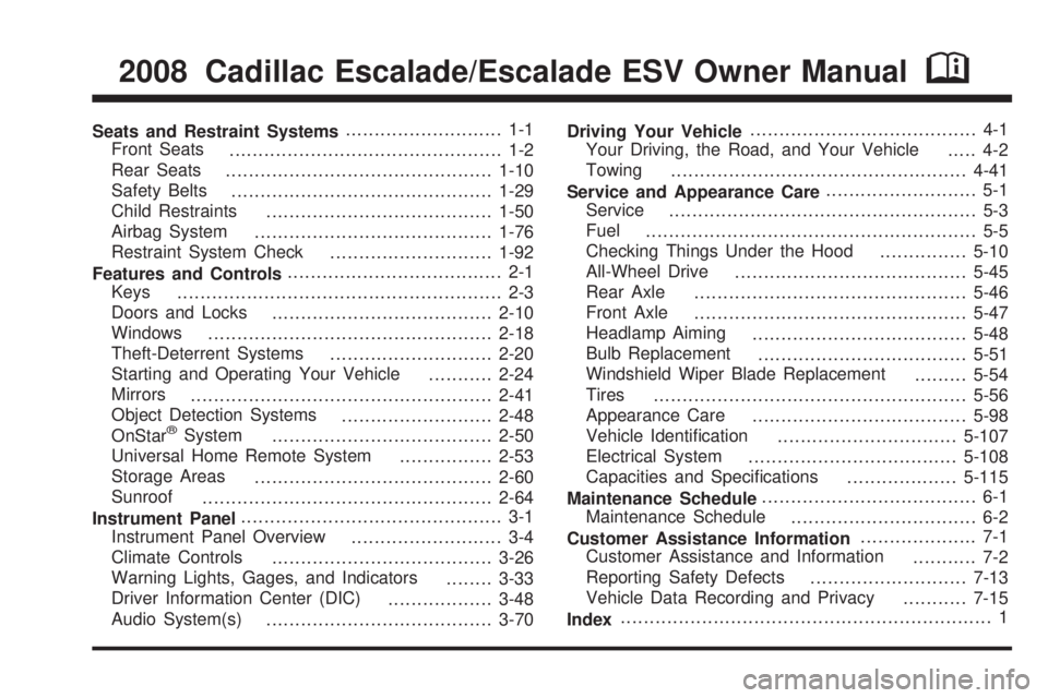 CADILLAC ESCALADE ESV 2008  Owners Manual 