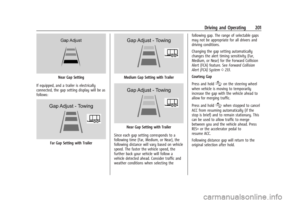CADILLAC XT4 2024 Manual PDF Cadillac XT4 Owner Manual (GMNA-Localizing-U.S./Canada/Mexico-
17180837) - 2024 - CRC - 2/28/23
Driving and Operating 201
Near Gap Setting
If equipped, and a trailer is electrically
connected, the gap CADILLAC XT4 2024 Manual PDF Cadillac XT4 Owner Manual (GMNA-Localizing-U.S./Canada/Mexico-
17180837) - 2024 - CRC - 2/28/23
Driving and Operating 201
Near Gap Setting
If equipped, and a trailer is electrically
connected, the gap
