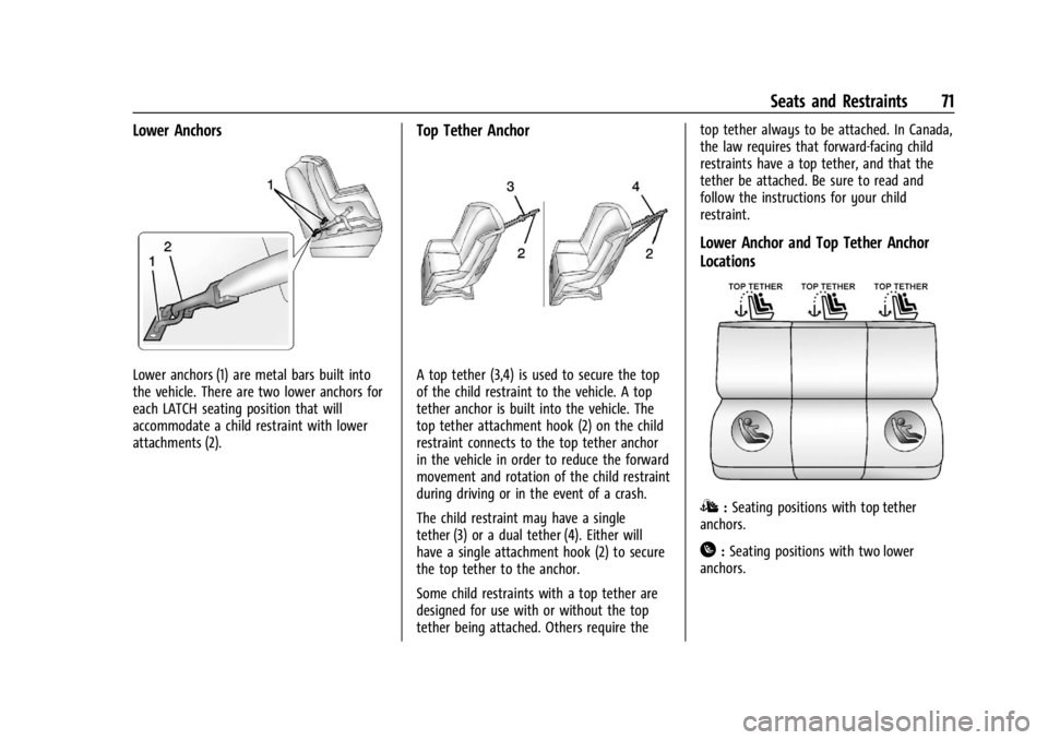CADILLAC XT4 2024 Manual PDF Cadillac XT4 Owner Manual (GMNA-Localizing-U.S./Canada/Mexico-
17180837) - 2024 - CRC - 2/28/23
Seats and Restraints 71
Lower Anchors
Lower anchors (1) are metal bars built into
the vehicle. There are CADILLAC XT4 2024 Manual PDF Cadillac XT4 Owner Manual (GMNA-Localizing-U.S./Canada/Mexico-
17180837) - 2024 - CRC - 2/28/23
Seats and Restraints 71
Lower Anchors
Lower anchors (1) are metal bars built into
the vehicle. There are