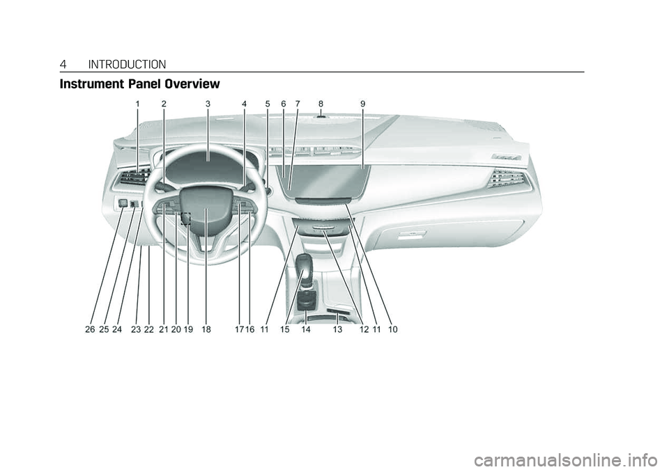 CADILLAC XT6 2022  Owners Manual Cadillac XT6 Owner Manual (GMNA-Localizing-U.S./Canada-15218998) -
2022 - CRC - 10/22/21
4 INTRODUCTION
Instrument Panel Overview 