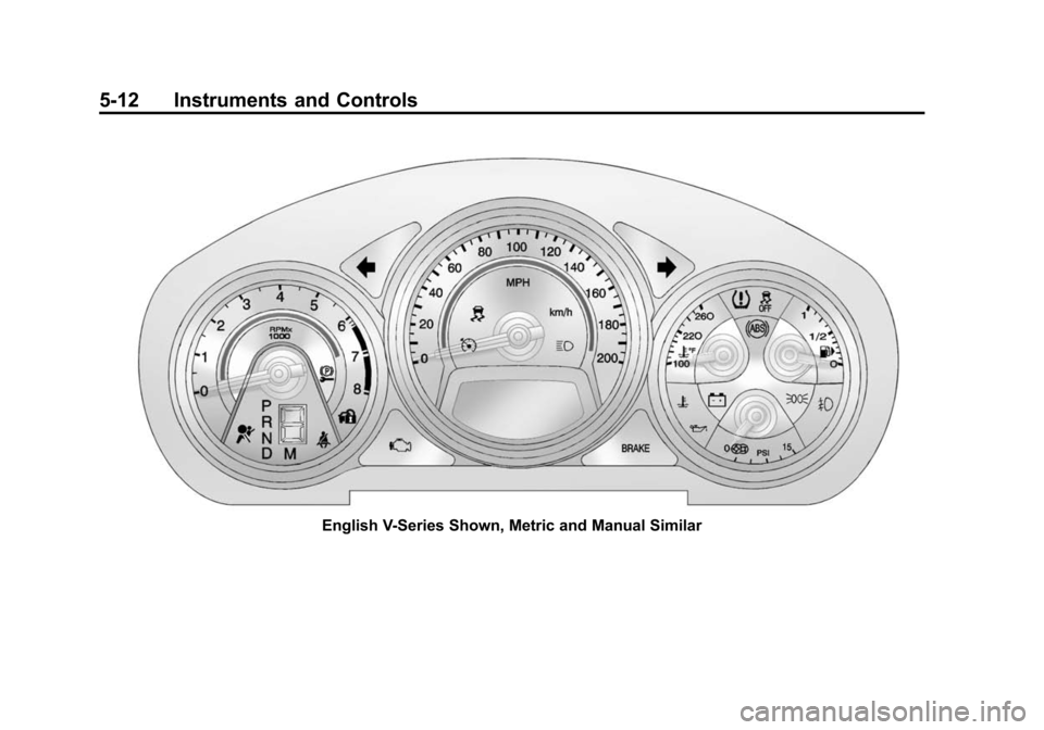 CADILLAC CTS 2012 2.G Owners Manual Black plate (12,1)Cadillac CTS/CTS-V Owner Manual (Include Mex) - 2012
5-12 Instruments and Controls
English V-Series Shown, Metric and Manual Similar CADILLAC CTS 2012 2.G Owners Manual Black plate (12,1)Cadillac CTS/CTS-V Owner Manual (Include Mex) - 2012
5-12 Instruments and Controls
English V-Series Shown, Metric and Manual Similar