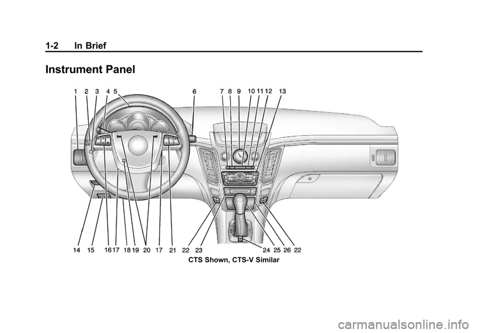 CADILLAC CTS 2013 2.G Owners Manual Black plate (2,1)Cadillac CTS/CTS-V Owner Manual - 2013 - crc2 - 8/22/12
1-2 In Brief
Instrument Panel
CTS Shown, CTS-V Similar CADILLAC CTS 2013 2.G Owners Manual Black plate (2,1)Cadillac CTS/CTS-V Owner Manual - 2013 - crc2 - 8/22/12
1-2 In Brief
Instrument Panel
CTS Shown, CTS-V Similar