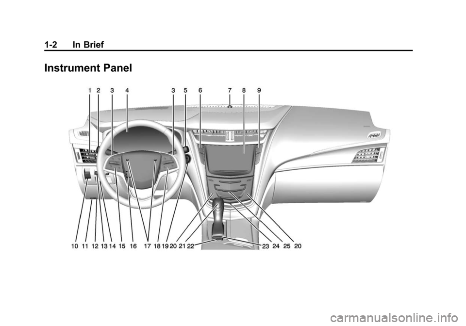 CADILLAC CTS SEDAN 2015 3.G Owners Manual Black plate (2,1)Cadillac CTS Owner Manual (GMNA-Localizing-U.S./Canada/Mexico-
7707478) - 2015 - crc - 10/1/14
1-2 In Brief
Instrument Panel 
