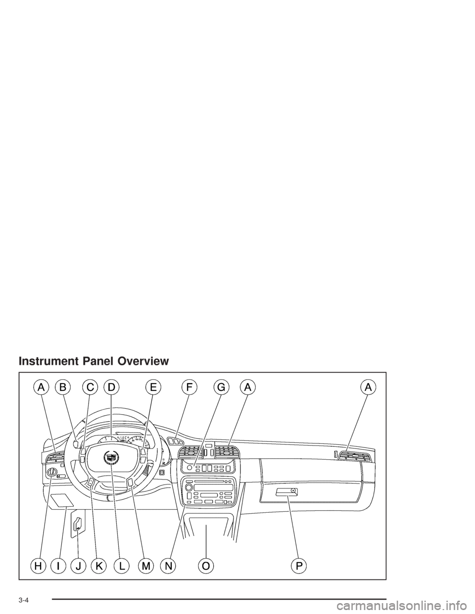 CADILLAC DEVILLE 2004 8.G Owners Manual Instrument Panel Overview
3-4 
