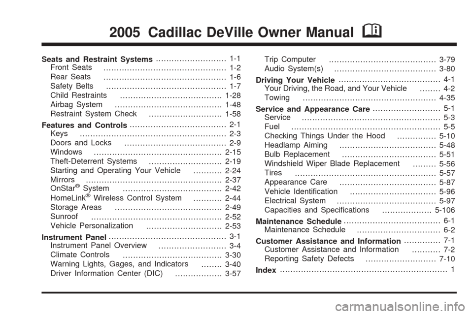 CADILLAC DEVILLE 2005 8.G Owners Manual 