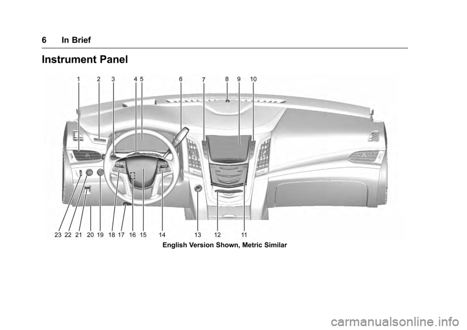CADILLAC ESCALADE 2016 4.G Owners Manual Cadillac Escalade Owner Manual (GMNA-Localizing-MidEast-9369153) -
2016 - crc - 6/19/15
6 In Brief
Instrument Panel
English Version Shown, Metric Similar CADILLAC ESCALADE 2016 4.G Owners Manual Cadillac Escalade Owner Manual (GMNA-Localizing-MidEast-9369153) -
2016 - crc - 6/19/15
6 In Brief
Instrument Panel
English Version Shown, Metric Similar