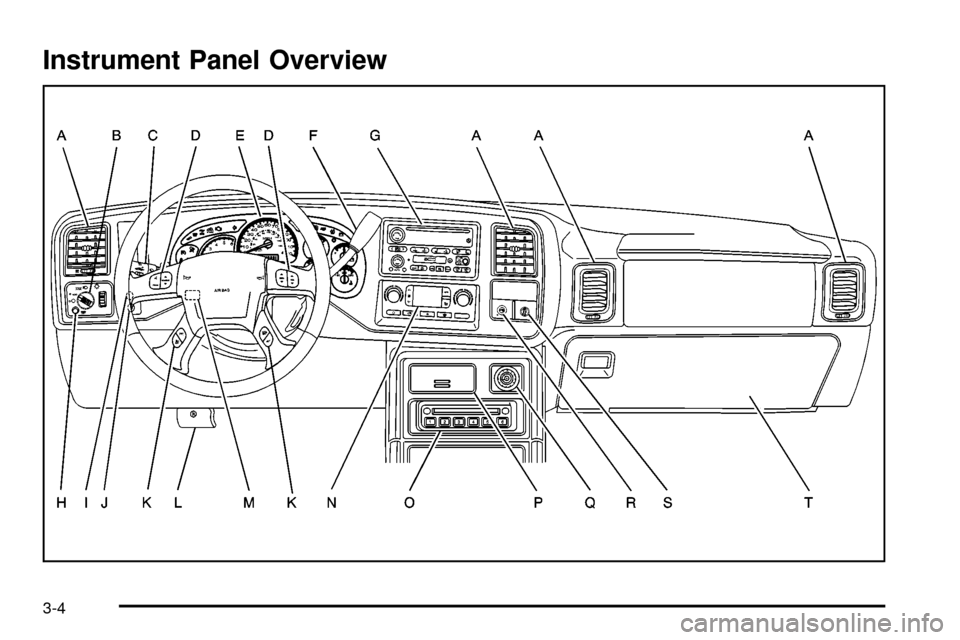 CADILLAC ESCALADE 2003 2.G Owners Manual Instrument Panel Overview
3-4 CADILLAC ESCALADE 2003 2.G Owners Manual Instrument Panel Overview
3-4