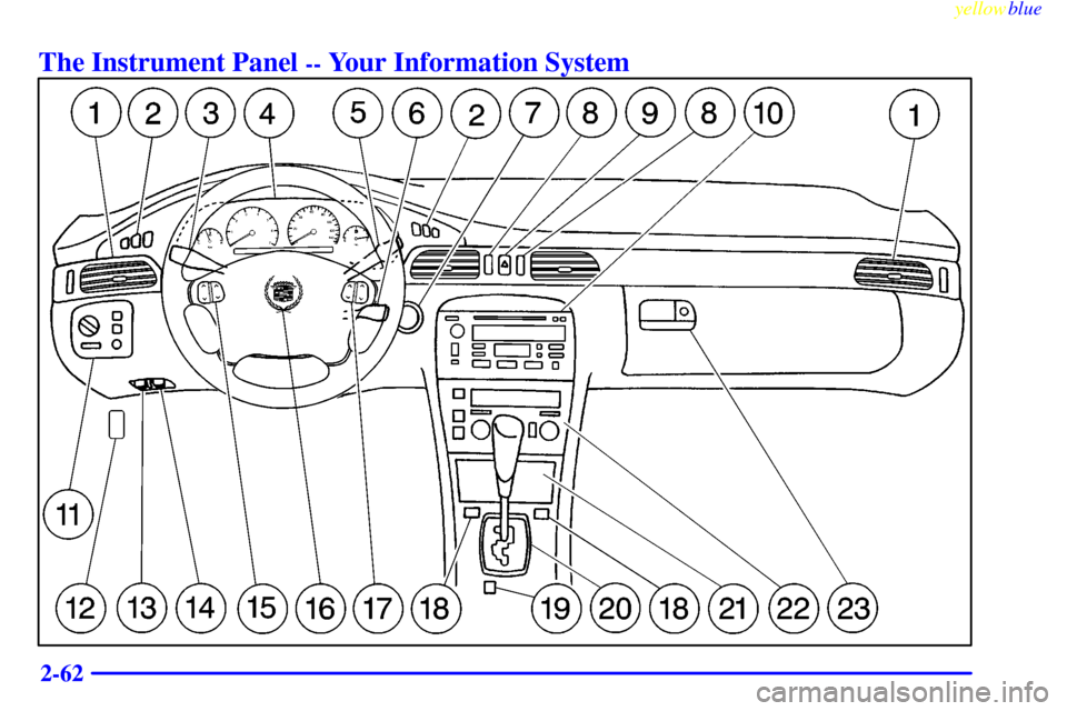 CADILLAC SEVILLE 1999 5.G Owners Manual yellowblue
2-62
The Instrument Panel -- Your Information System CADILLAC SEVILLE 1999 5.G Owners Manual yellowblue
2-62
The Instrument Panel -- Your Information System