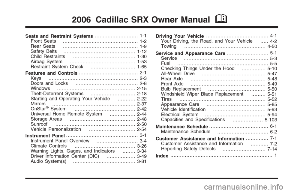 CADILLAC SRX 2006 1.G Owners Manual 
