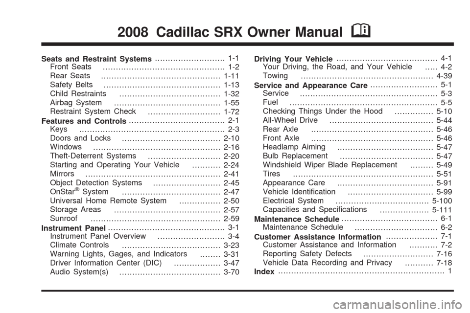 CADILLAC SRX 2008 1.G Owners Manual 