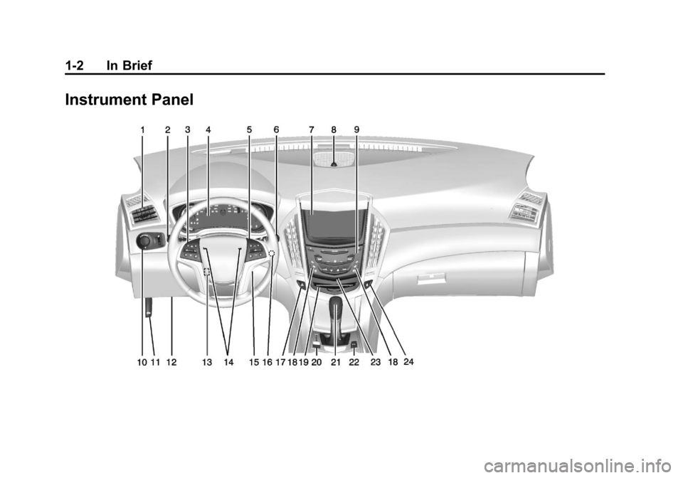 CADILLAC SRX 2013 2.G Owners Manual Black plate (2,1)Cadillac SRX Owner Manual - 2013 - CRC - 11/9/12
1-2 In Brief
Instrument Panel 