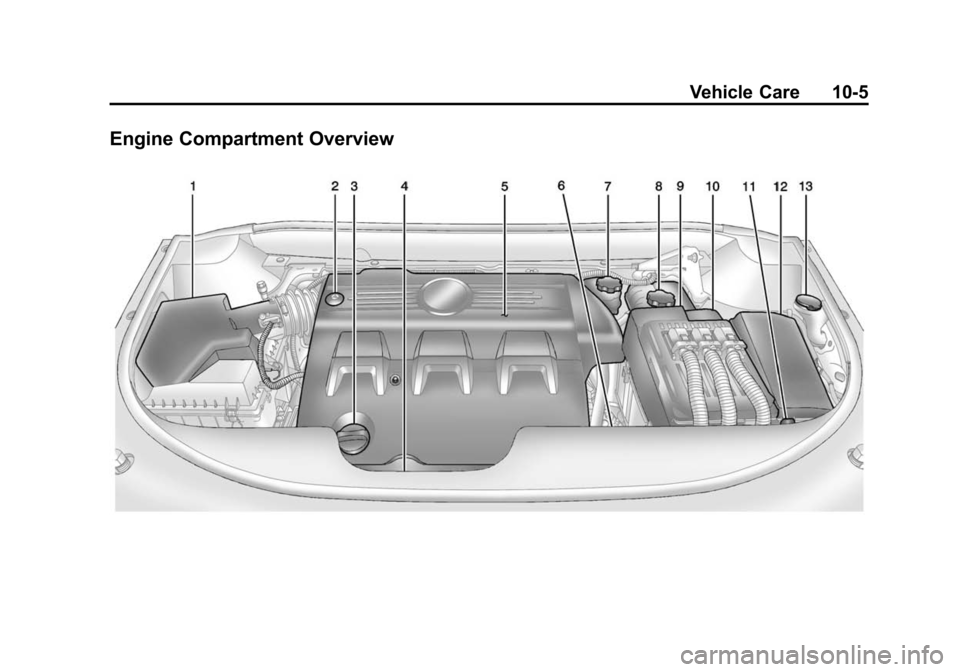 CADILLAC SRX 2015 2.G Owners Manual Black plate (5,1)Cadillac SRX Owner Manual (GMNA-Localizing-U.S./Canada/Mexico-
7707476) - 2015 - crc - 4/8/14
Vehicle Care 10-5
Engine Compartment Overview CADILLAC SRX 2015 2.G Owners Manual Black plate (5,1)Cadillac SRX Owner Manual (GMNA-Localizing-U.S./Canada/Mexico-
7707476) - 2015 - crc - 4/8/14
Vehicle Care 10-5
Engine Compartment Overview