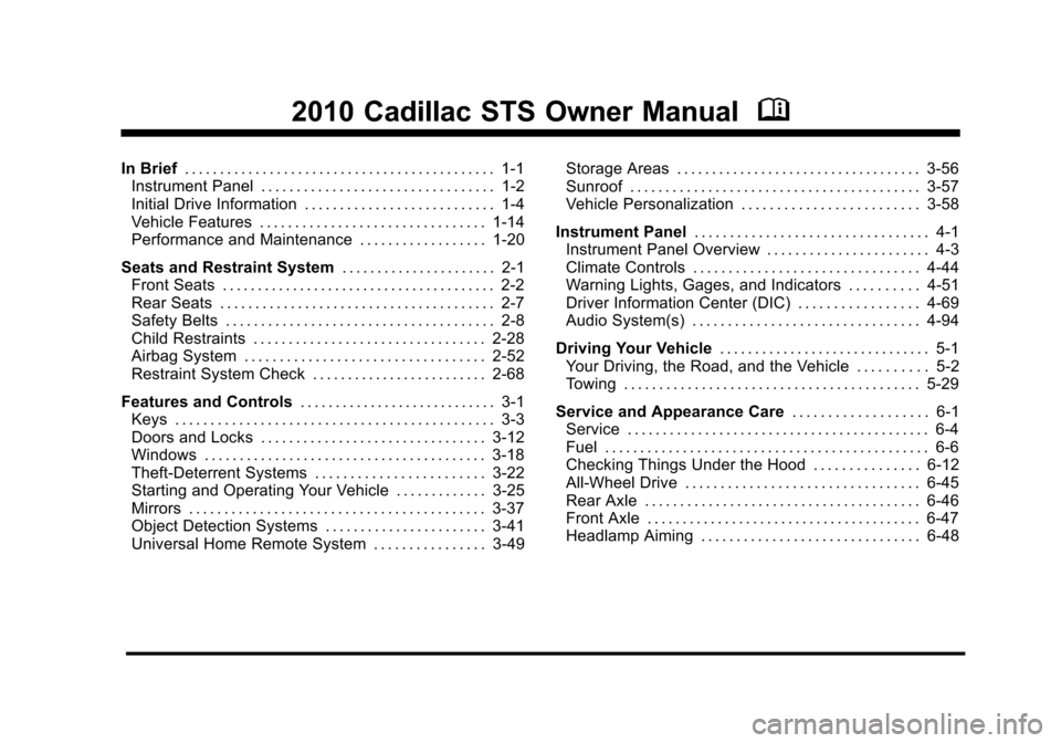 CADILLAC STS 2010 1.G Owners Manual 