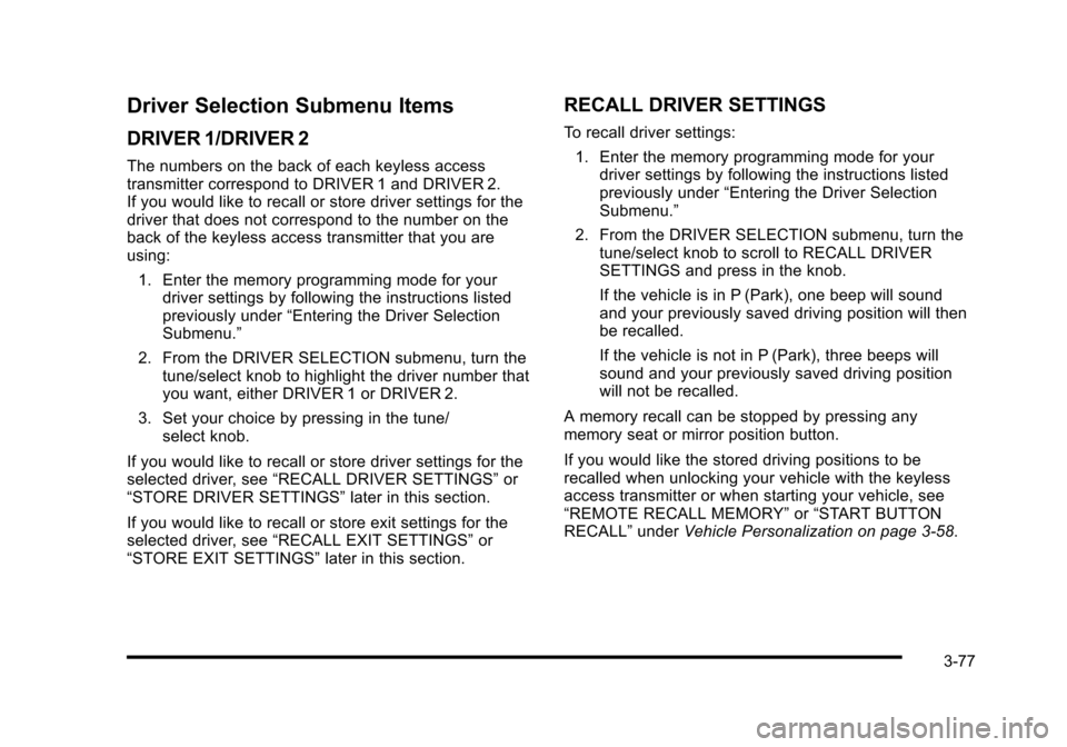 CADILLAC STS 2010 1.G Owners Manual CADILLAC STS 2010 1.G Owners Manual