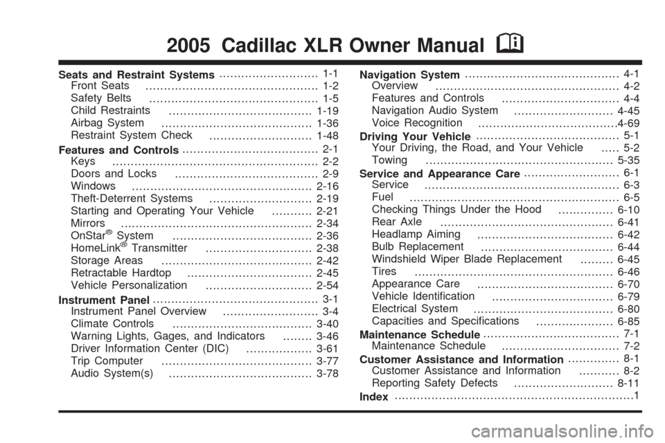 CADILLAC XLR 2005 1.G Owners Manual 