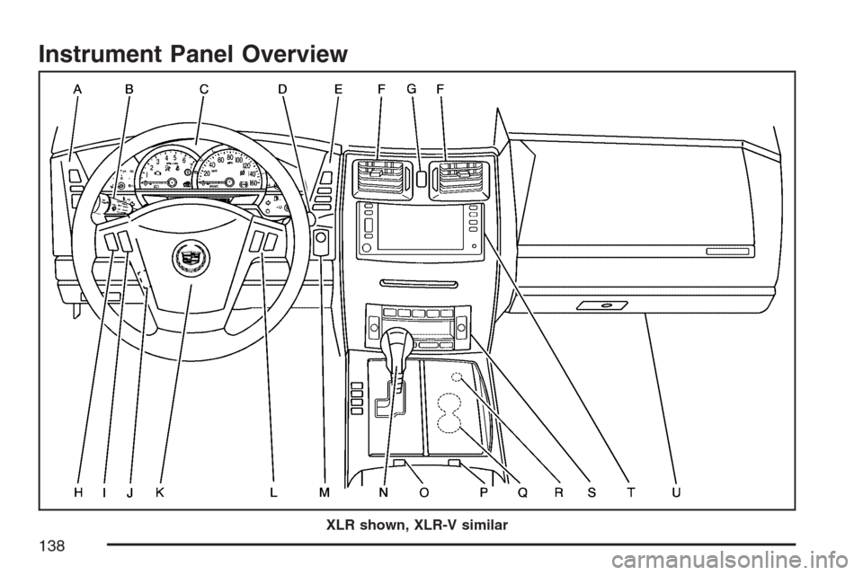 CADILLAC XLR 2007 1.G Owners Manual Instrument Panel Overview
XLR shown, XLR-V similar
138 