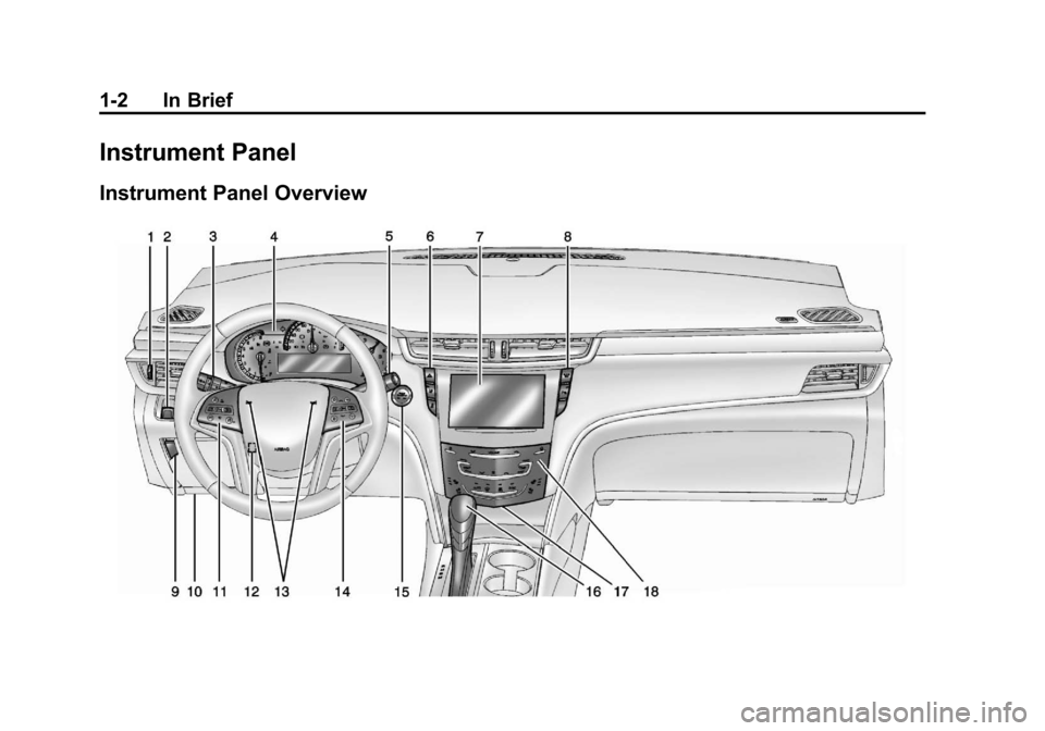 CADILLAC XTS 2013 1.G Owners Manual Black plate (2,1)Cadillac XTS Owner Manual - 2013 - 1st - 4/13/12
1-2 In Brief
Instrument Panel
Instrument Panel Overview CADILLAC XTS 2013 1.G Owners Manual Black plate (2,1)Cadillac XTS Owner Manual - 2013 - 1st - 4/13/12
1-2 In Brief
Instrument Panel
Instrument Panel Overview