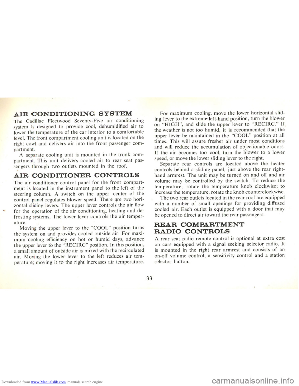 CADILLAC FLEETWOOD 75 1965 1.G Owners Guide Downloaded from www.Manualslib.com manuals search engine   
