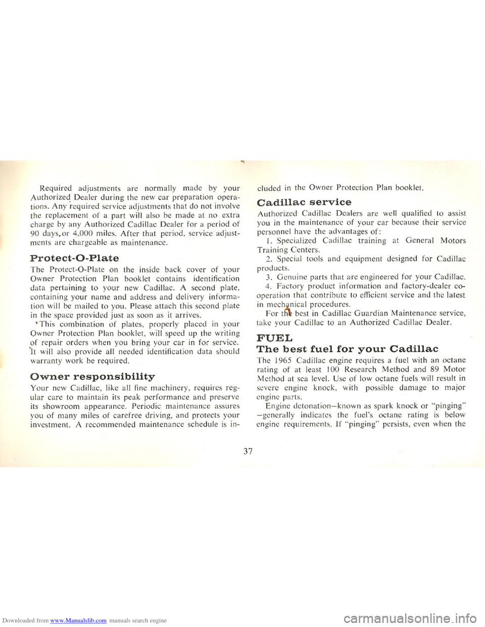 CADILLAC FLEETWOOD 75 1965 1.G Owners Guide Downloaded from www.Manualslib.com manuals search engine   