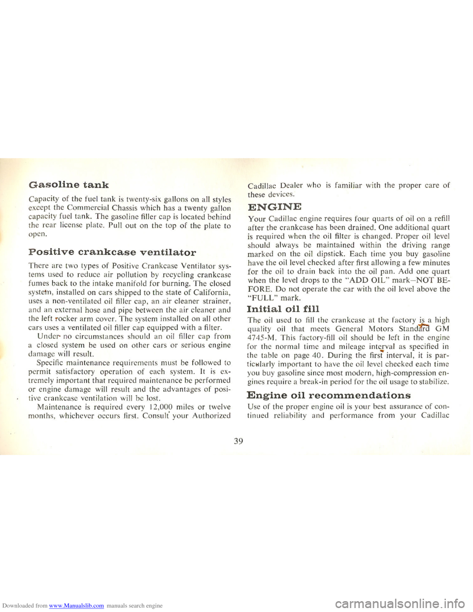 CADILLAC FLEETWOOD 75 1965 1.G Owners Guide Downloaded from www.Manualslib.com manuals search engine   