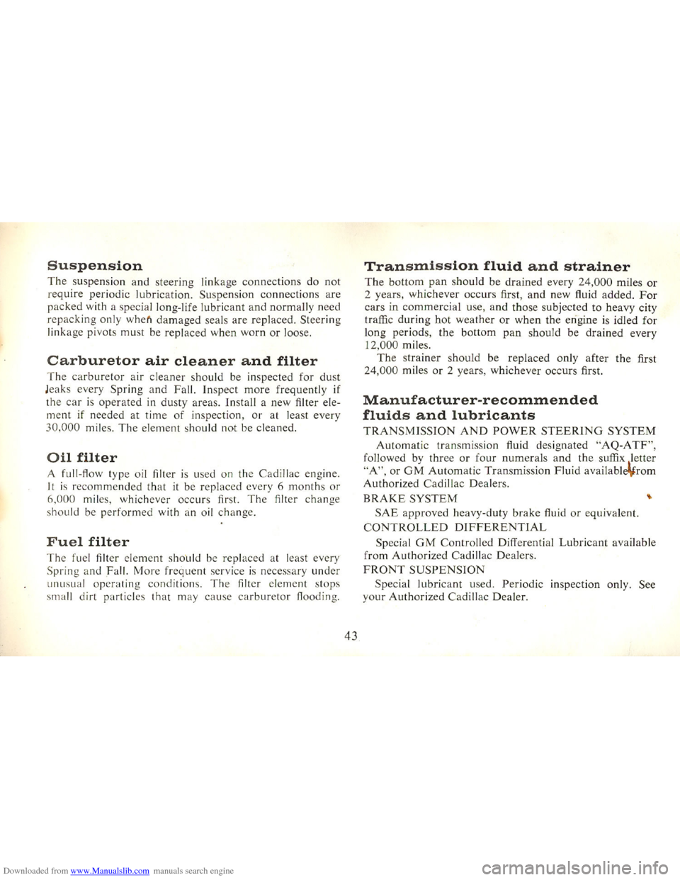 CADILLAC FLEETWOOD 75 1965 1.G Service Manual Downloaded from www.Manualslib.com manuals search engine   