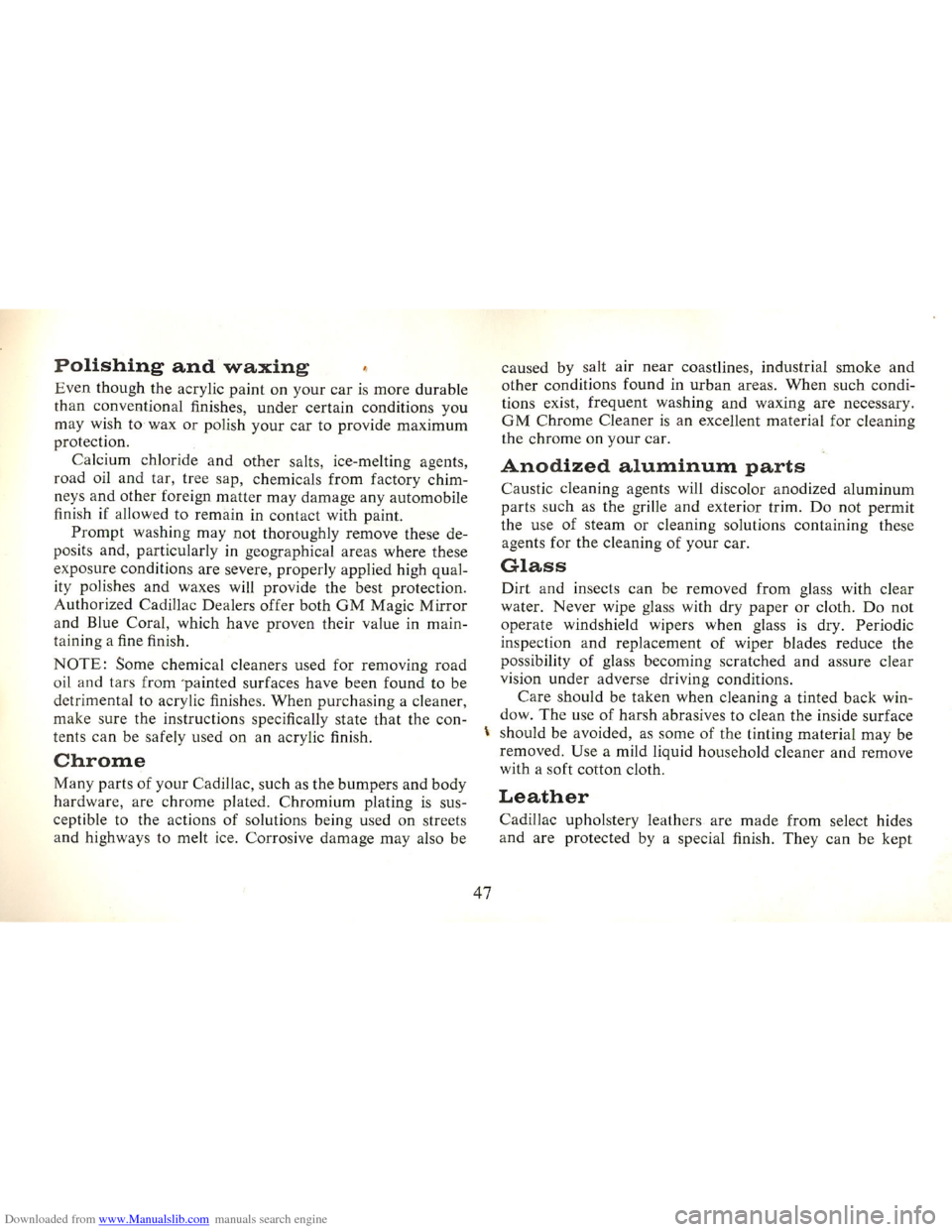 CADILLAC FLEETWOOD 75 1965 1.G Service Manual Downloaded from www.Manualslib.com manuals search engine   