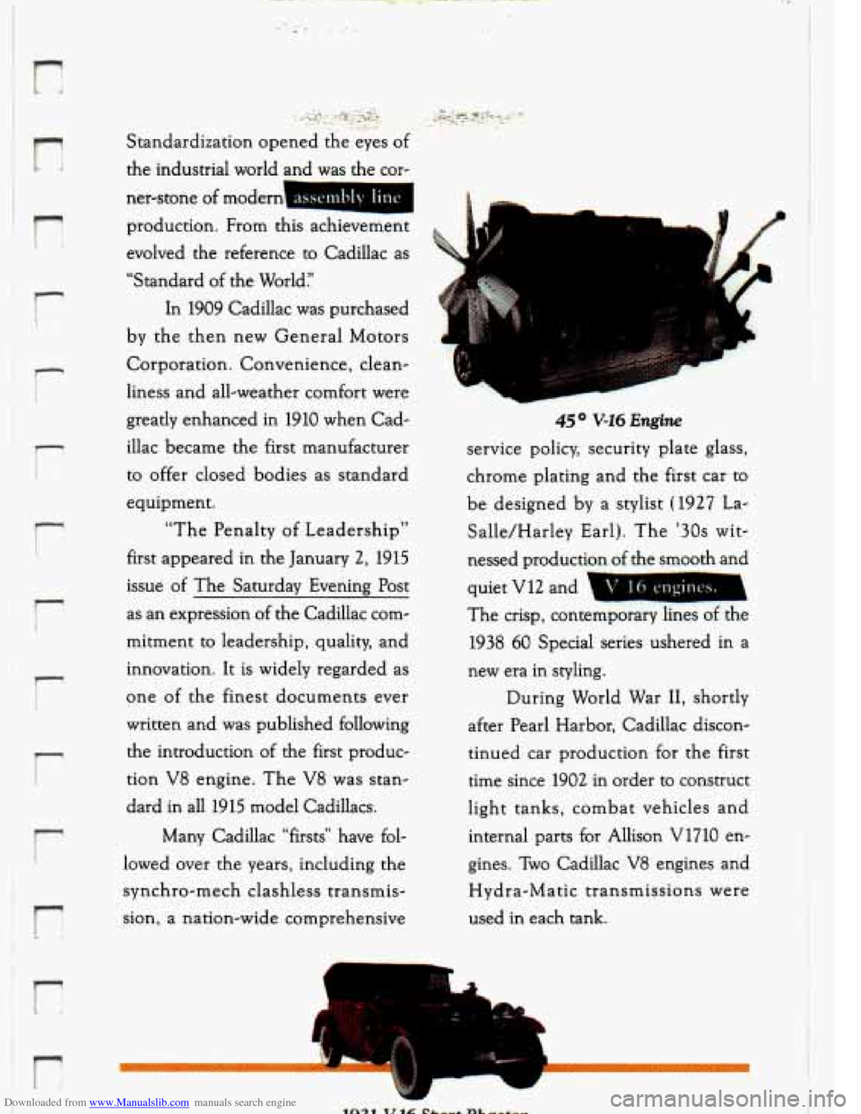 CADILLAC ELDORADO 1993 10.G Owners Manual Downloaded from www.Manualslib.com manuals search engine n
17
r
P
I-
t I
r
r
n
. .. . , ..
Standardization opened the eyes of
the industrial world and was the cor-
ner-stone
of mode CADILLAC ELDORADO 1993 10.G Owners Manual Downloaded from www.Manualslib.com manuals search engine n
17
r
P
I-
t I
r
r
n
. .. . , ..
Standardization opened the eyes of
the industrial world and was the cor-
ner-stone
of mode
