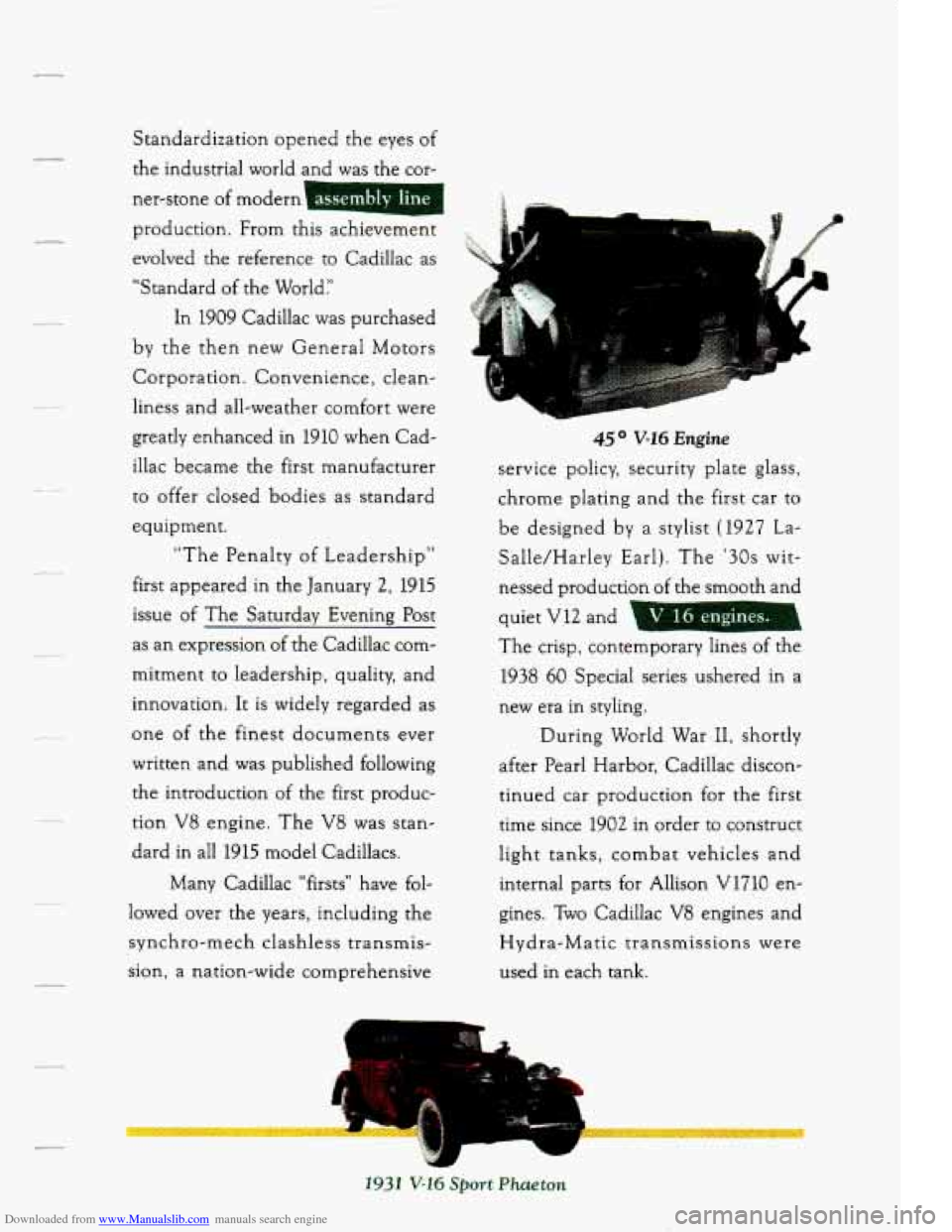 CADILLAC DEVILLE 1994 7.G Owners Manual Downloaded from www.Manualslib.com manuals search engine Standardization  opened  the eyes of 
the  industrial  world and was the 
cor- 
ner-stone  of modern 
production.  From 
t 
evolved the referen