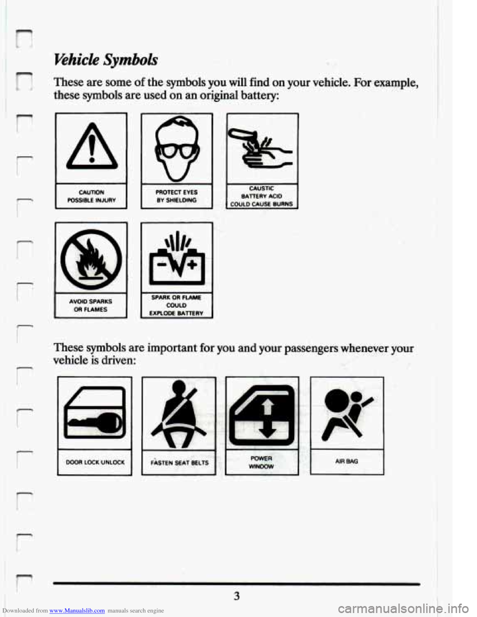 CADILLAC ELDORADO 1994 10.G User Guide Downloaded from www.Manualslib.com manuals search engine r; il
r
r
n
t
r
r
i
i !
I- t
Which Symbols -.
These are some of the symbols you will find on your vehicle. For example, ~
CADILLAC ELDORADO 1994 10.G User Guide Downloaded from www.Manualslib.com manuals search engine r; il
r
r
n
t
r
r
i
i !
I- t
Which Symbols -.
These are some of the symbols you will find on your vehicle. For example, ~